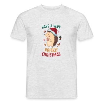 Hedgie Have A Very Prickly Christmas Hedgehog - Men's T-Shirt - heather grey - Front - AI Model Male 178 dark (178cm)