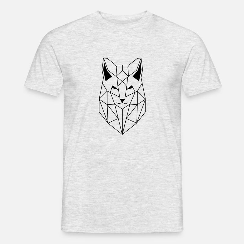 Polygonal Wolf schwarze Version - Männer T-Shirt - Grau meliert
