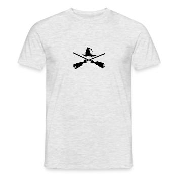 Traverser avec balai - T-shirt homme - gris chiné - Devant - AI Model Male 178 dark (178cm)