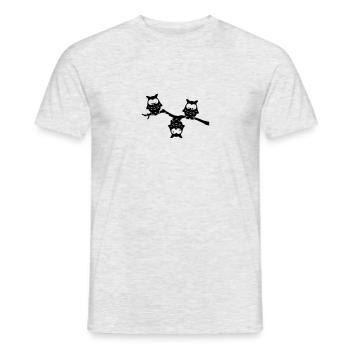 Hiboux rigolos branche down hibou fou - T-shirt homme - gris chiné - Devant - AI Model Male 178 dark (178cm)