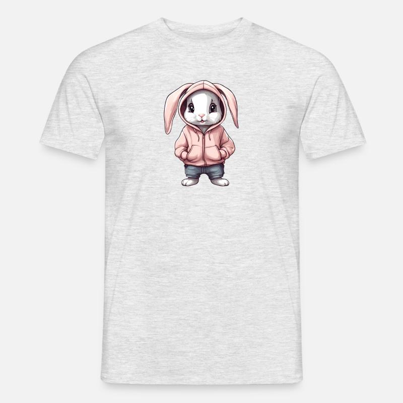 Süßer Hase mit Hoddie Pullover - Männer T-Shirt - Grau meliert