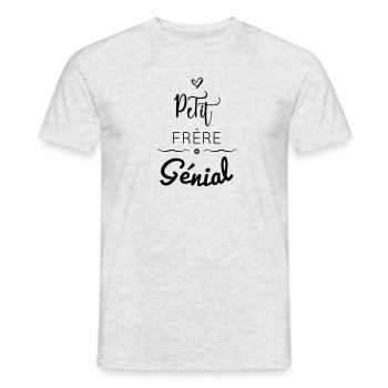 PETIT FRÈRE GÉNIAL - T-shirt homme - gris chiné - Devant - AI Model Male 178 dark (178cm)