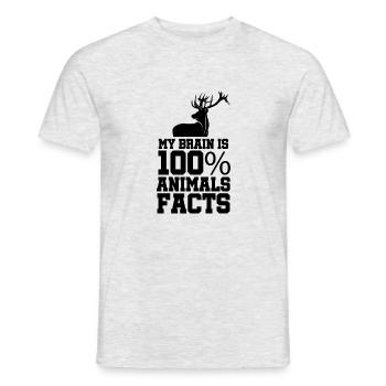 My Brain Is 100% Animal Facts Animal Lover Animal - Männer T-Shirt - Grau meliert - Vorne - AI Model Male 178 dark (178cm)