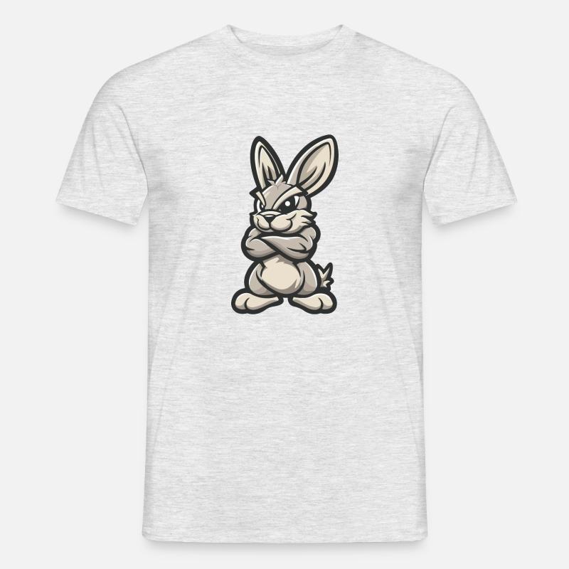Hase Rabbit Comic - Männer T-Shirt - Grau meliert
