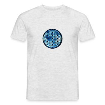 Fleur de vie bleu élément eau - T-shirt homme - gris chiné - Devant - AI Model Male 178 dark (178cm)