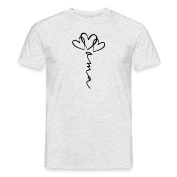 Oma Schrift Herzblume - Männer T-Shirt - Grau meliert - Vorne - AI Model Male 178 dark (178cm)