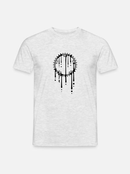 tropfen spritzer oel klecks farbe fahrrad zahnrad - Männer T-Shirt - Grau meliert