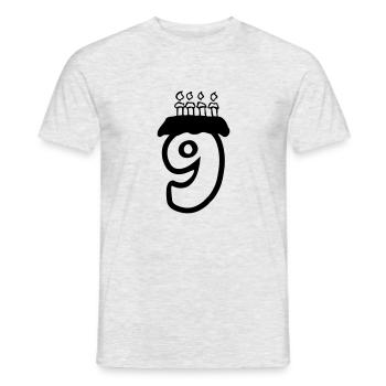 9 birthday - Männer T-Shirt - Grau meliert - Vorne - AI Model Male 178 dark (178cm)