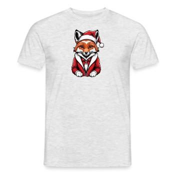 Fuchs Fox Weihnachtsmann Süß Geschenk für Frauen - Männer T-Shirt - Grau meliert - Vorne - AI Model Male 178 dark (178cm)