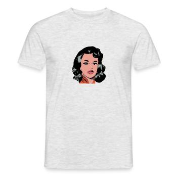 Pop Art Frau - Männer T-Shirt - Grau meliert - Vorne - AI Model Male 178 dark (178cm)