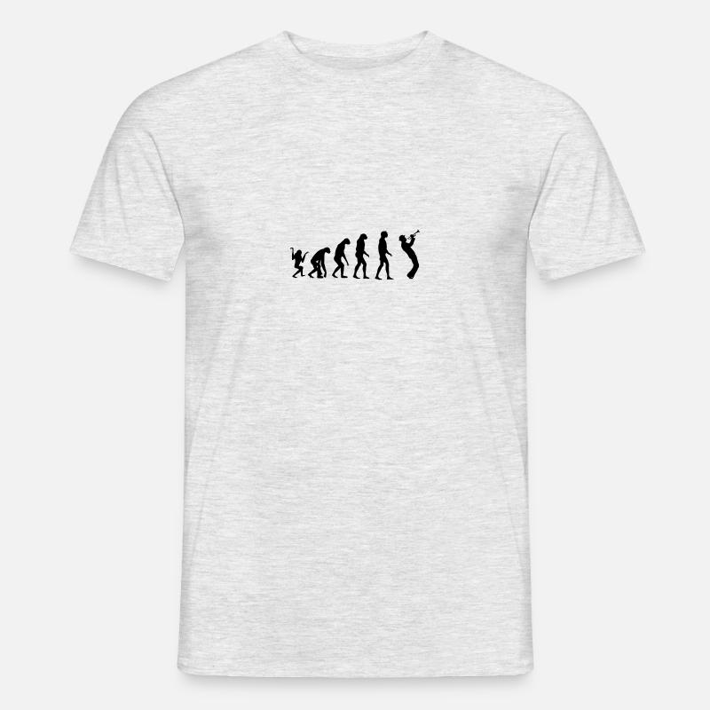 Evolution Trompete - Männer T-Shirt - Grau meliert