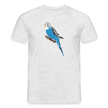 Perruche bleue / Blue Budgie III - T-shirt homme - gris chiné - Devant - AI Model Male 178 dark (178cm)
