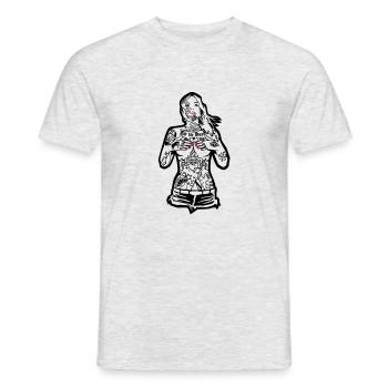 Fille de tatouage - Pour le capot Karlsruhe - pour - T-shirt homme - gris chiné - Devant - AI Model Male 178 dark (178cm)