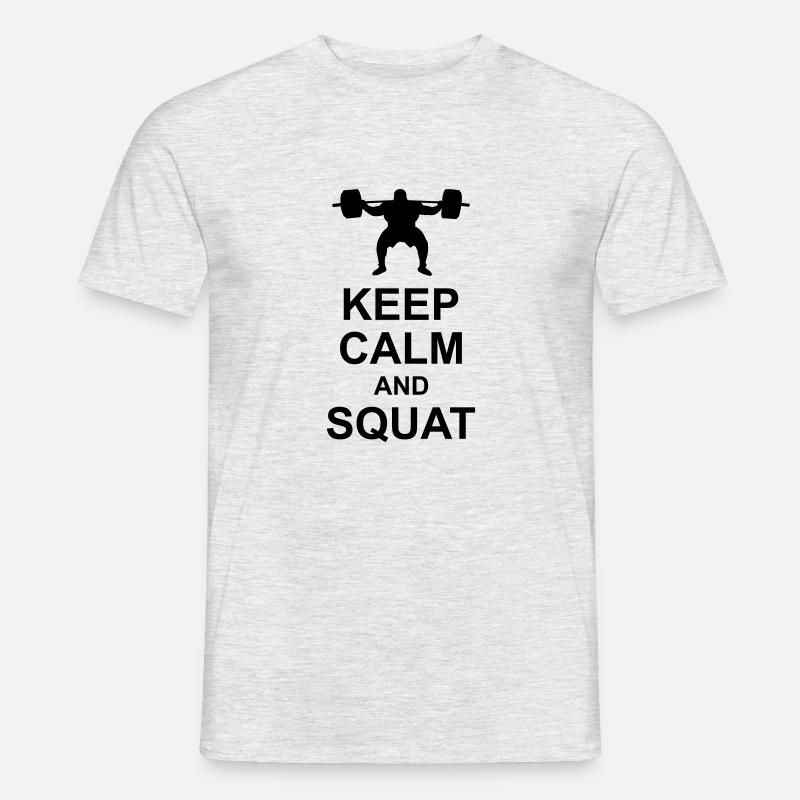 Keep Calm and Squat - Männer T-Shirt - Grau meliert