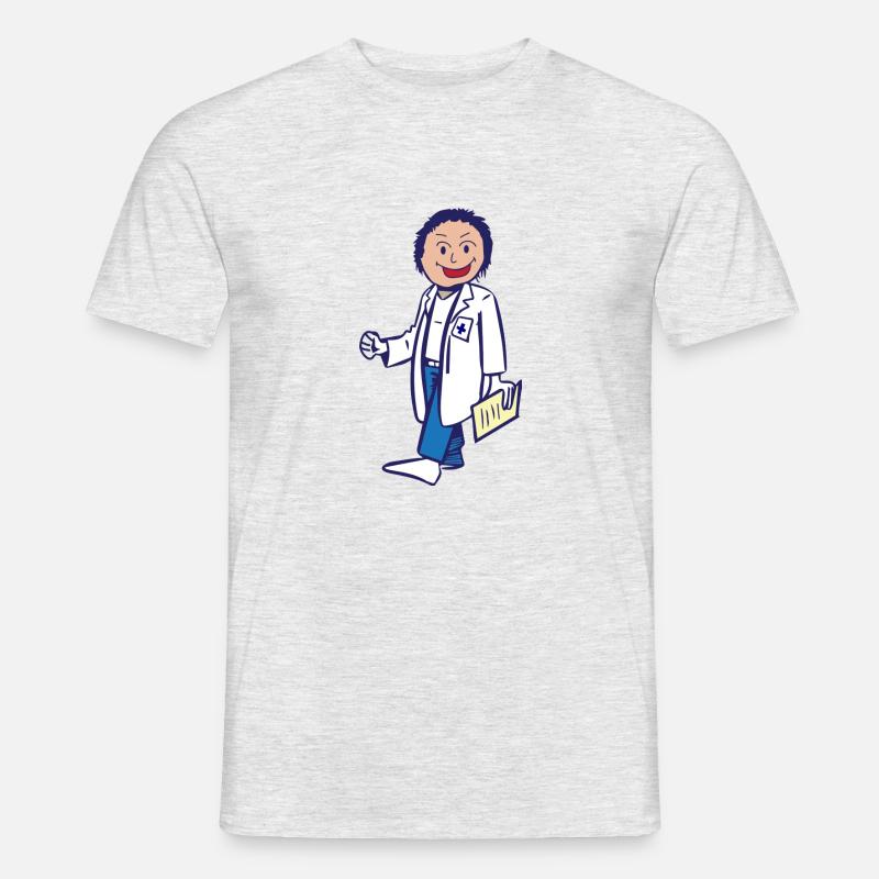 Arzt mit Arztkittel - Männer T-Shirt - Grau meliert
