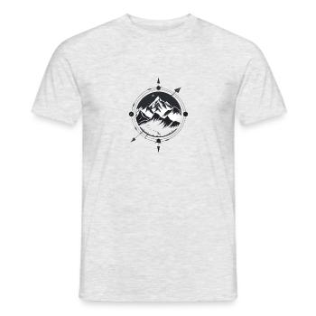 Kompass mit Bergen fürs Wandern - Männer T-Shirt - Grau meliert - Vorne - AI Model Male 178 dark (178cm)