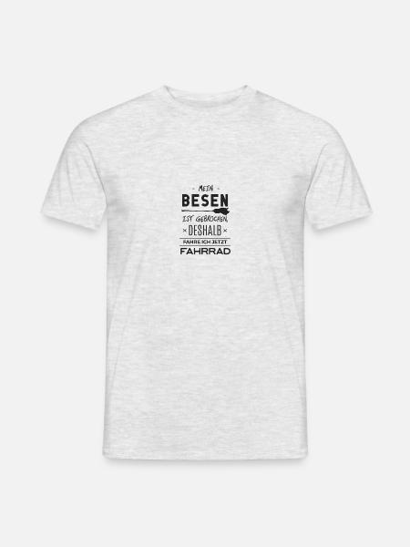 Halloween. Mein Besen. Fahrrad fahren. Hexe. witz - Männer T-Shirt - Grau meliert
