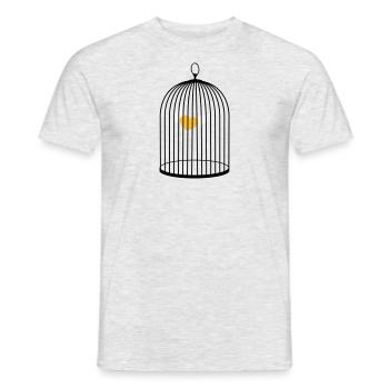 fliegendes Herz mit Flügeln im Käfig gefangen - Männer T-Shirt - Grau meliert - Vorne - AI Model Male 178 dark (178cm)