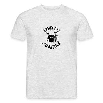 J'peux pas j'ai batterie - T-shirt homme - gris chiné - Devant - AI Model Male 178 dark (178cm)