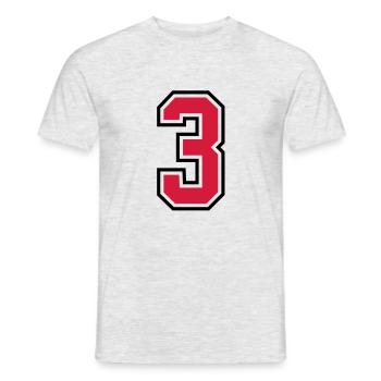sports jersey number 3 three - Men's T-Shirt - heather grey - Front - AI Model Male 178 dark (178cm)