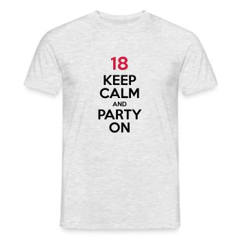 18 - Keep Calm and Party On - Men's T-Shirt - heather grey - Front - AI Model Male 178 dark (178cm)