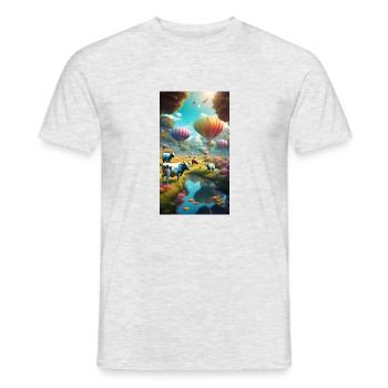 Kühe und Heissluftballons - Männer T-Shirt - Grau meliert - Vorne - AI Model Male 178 dark (178cm)