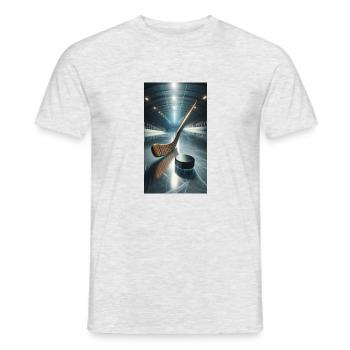hockey, puck and stick - Men's T-Shirt - heather grey - Front - AI Model Male 178 dark (178cm)