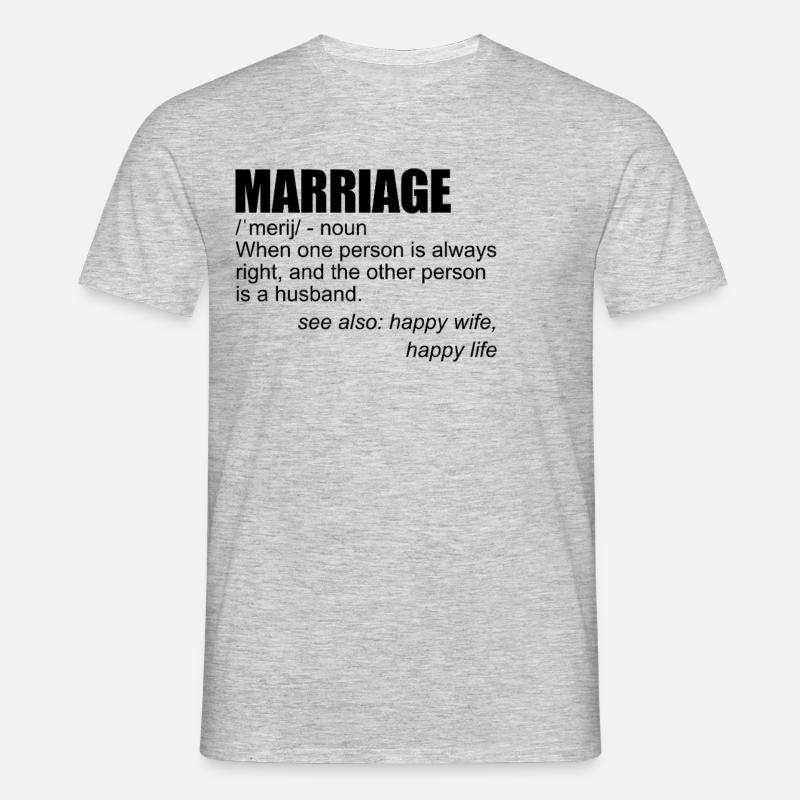 Lustige Ehe-Definition-Ehemann-Ehefrau-Ehe - Männer T-Shirt - Grau meliert