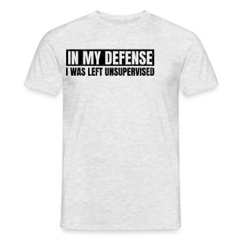 Zu meiner Verteidigung: Ich wurde unbeaufsichtigt - Männer T-Shirt - Grau meliert - Vorne - AI Model Male 178 dark (178cm)