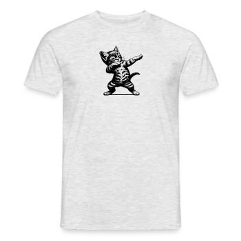 Dancing Cat - Dabbing Gift Idea - Men's T-Shirt - heather grey - Front - AI Model Male 178 dark (178cm)