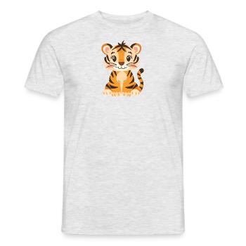 Chat sauvage tigre chat domestique - T-shirt homme - gris chiné - Devant - AI Model Male 178 dark (178cm)