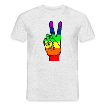 Regenbogen-Handfrieden - Männer T-Shirt - Grau meliert - Vorne - AI Model Male 178 dark (178cm)