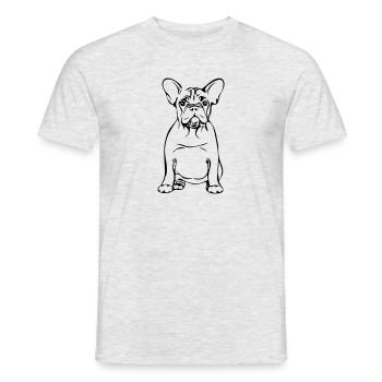 FRENCH BULLDOGGE - FRENCH BULLDOG sitting - Men's T-Shirt - heather grey - Front - AI Model Male 178 dark (178cm)
