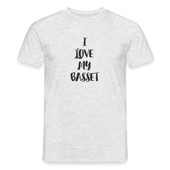 J’adore mon Basset - T-shirt homme - gris chiné - Devant - AI Model Male 178 dark (178cm)