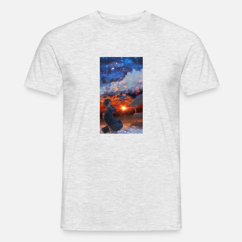 Premium Pullover mit Sternenhimmel - Männer T-Shirt - Grau meliert