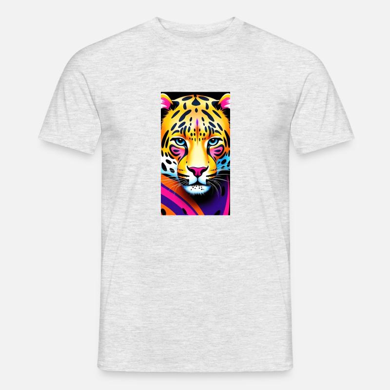 Leopard Front 1 - Männer T-Shirt - Grau meliert