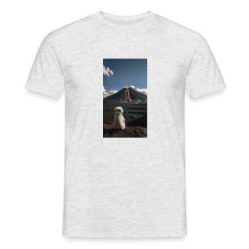 Niedliches Tier beim Beobachten eines - Männer T-Shirt - Grau meliert - Vorne - AI Model Male 178 dark (178cm)