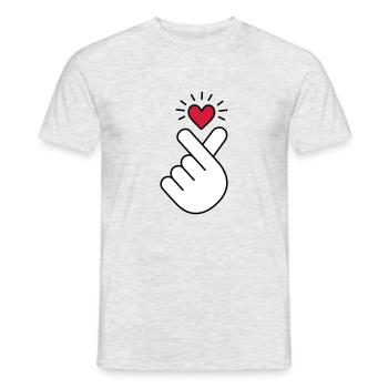 Coeur K-pop, symbole de la musique pop Corée K, doigt, main - T-shirt homme - gris chiné - Devant - AI Model Male 178 dark (178cm)