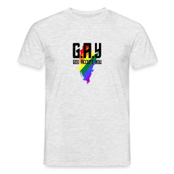 T-shirts gay Gay God vous accepte - T-shirt homme - gris chiné - Devant - AI Model Male 178 dark (178cm)