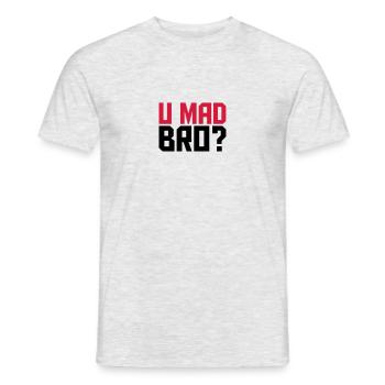 Cool U fou Bro texte Design - T-shirt homme - gris chiné - Devant - AI Model Male 178 dark (178cm)