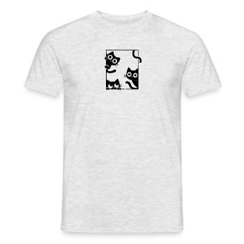 Curious Cats - Felines In Frame - Men's T-Shirt - heather grey - Front - AI Model Male 178 dark (178cm)