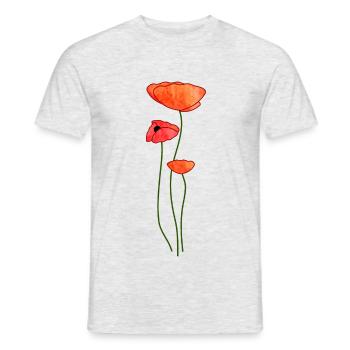 Trois fleurs de pavot - T-shirt homme - gris chiné - Devant - AI Model Male 178 dark (178cm)