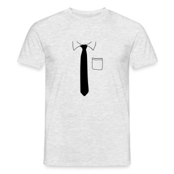 hemd_und_kravatte_und_tasche - Männer T-Shirt - Grau meliert - Vorne - AI Model Male 178 dark (178cm)