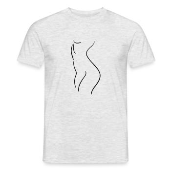 Female Body Line Art - Minimalist - Men's T-Shirt - heather grey - Front - AI Model Male 178 dark (178cm)
