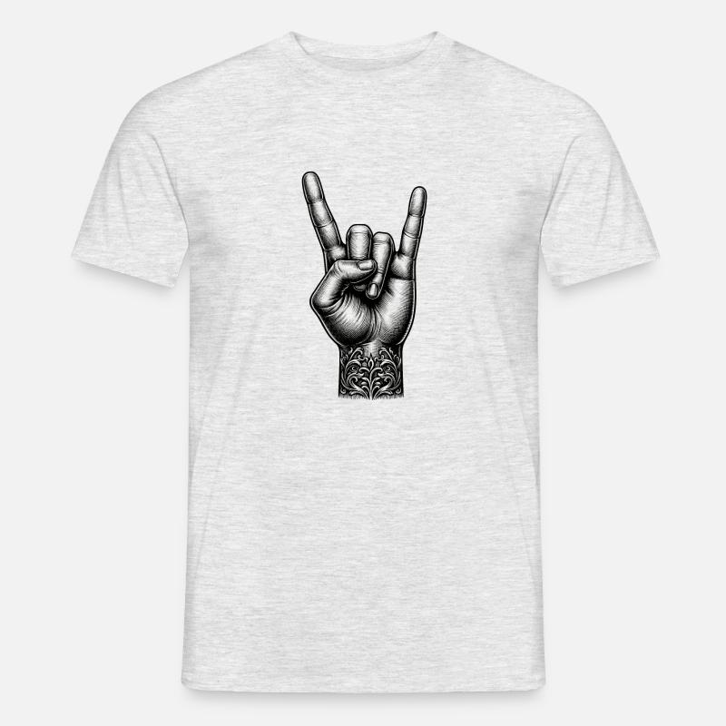 Rock on Hand mit Devils Horns - Mænd T-shirt - grå meleret