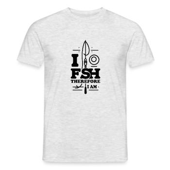 « Je pêche donc je suis » - Design de pêche élégant - T-shirt homme - gris chiné - Devant - AI Model Male 178 dark (178cm)