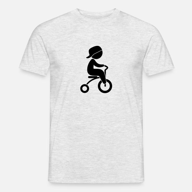 Junge, der sein Dreiräder reitet - Männer T-Shirt - Grau meliert