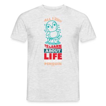 All I Need To Learn About Life Penguin - Men's T-Shirt - heather grey - Front - AI Model Male 178 dark (178cm)