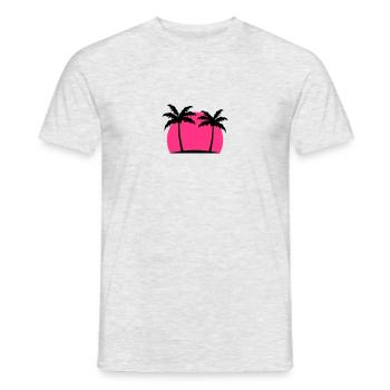 Miami Beach palm beach sea sun Pink - Men's T-Shirt - heather grey - Front - AI Model Male 178 dark (178cm)