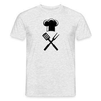 Kok bestik - Mænd T-shirt - grå meleret - Foran - AI Model Male 178 dark (178cm)